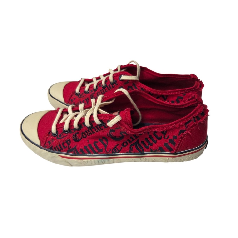 Juicy Couture Rare Red Black All-over Logo Shoes Canvas Sneakers Women's 10